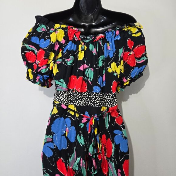 Rixo x Target Floral Off Shoulder Maxi Dress Sz 6 Resortwear Retro Flowy Travel - Picture 5 of 11